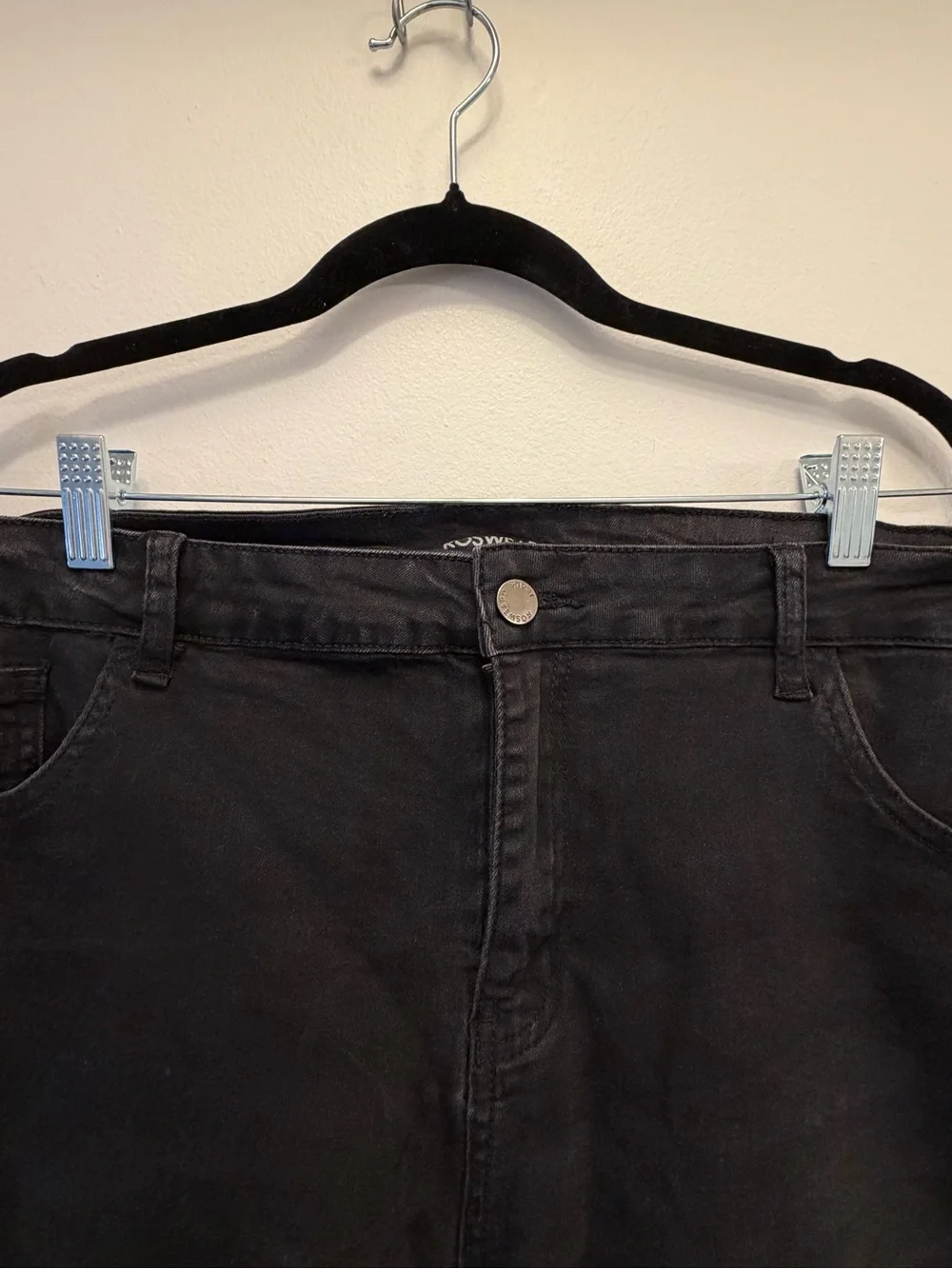 Roswear Denim Bermuda Shorts Women's XXL Plus Black Cuffed Stretch Jean Shorts